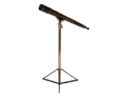 An early 20th Century leather and brass two drawer telescope by T. Cooke & Sons Ltd, London and York, military issue with bro