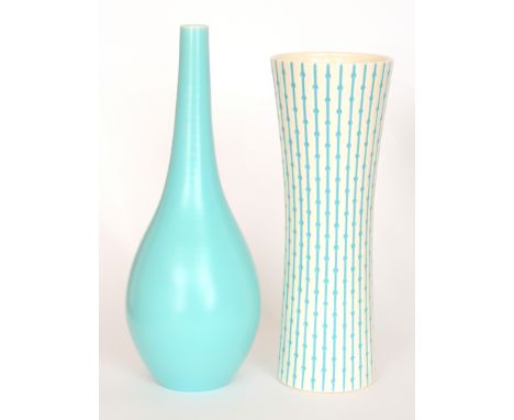 A Poole Pottery shape 698 bottle vase decorated in blue, height 39cm, together with a John Clappison for Hornsea Studio Craft