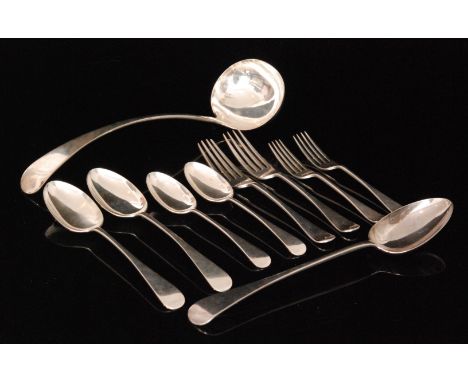 A part canteen of Old English pattern cutlery comprising twenty four tablespoons, twelve dessert spoons, twelve table and des