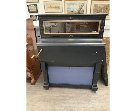 A 48 Note Rissone/Todd hand-wound barrel piano, modified from automatic. Purchased by Canon A. O. Wintle and the East Anglian