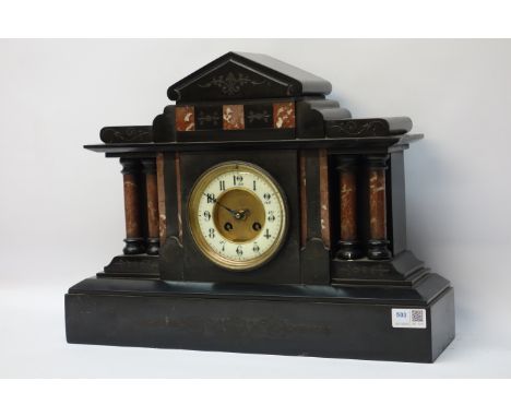 Victorian slate and marble mantle clock CLOCKS & BAROMETERS - as we are not a retailer, these items are sold as seen and may 