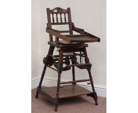 Early 20th century stained beech metamorphic child's high chair commode  Condition Report Click here for further images, cond