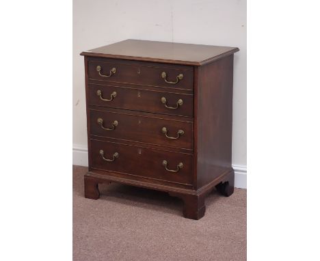 George III mahogany commode, four graduating dummy drawers, hinged top revealing pot, raised on bracket feet, W65cm, H75cm, D