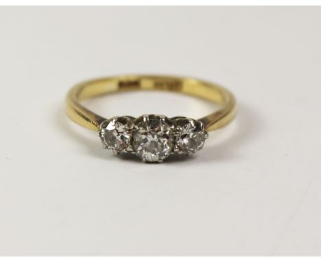 Three stone diamond ring stamped 18ct plat Condition Report Click here for further images, condition, auction times & deliver