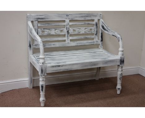 Regency style white wash finish garden bench, W100cm Condition Report Click here for further images, condition, auction times
