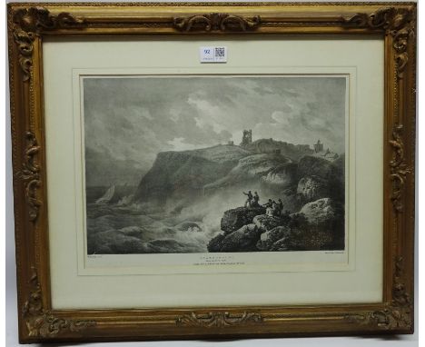 Scarborough from the North Cliff, lithograph by F.Nicholson printed by C. Hullmandel 17.5cm x 38cm Condition Report Click her