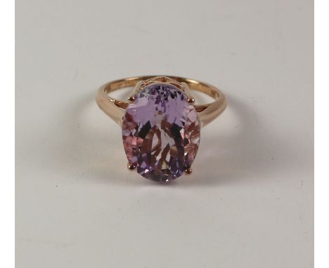 Large pink quartz rose gold-plated ring stamped 925 Condition Report Click here for further images, condition, auction times 