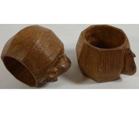 Two Mouseman napkin rings by Robert Thompson of Kilburn Condition Report Click here for further images, condition, auction ti