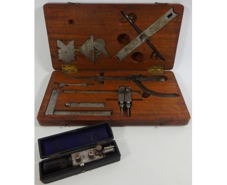 Early 20th century engineers precision tools in mahogany case  Condition Report Click here for further images, condition, auc