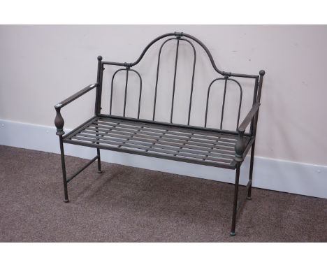 Wrought metal garden bench, W112cm  Condition Report Click here for further images, condition, auction times & delivery costs