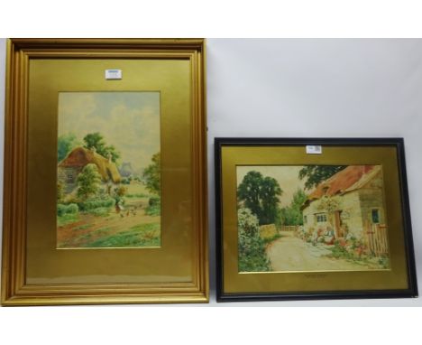'A Cottage in Wales', watercolour signed W J Smith ARCA 26cm x 37cm and Figure by a Cottage, watercolour signed R Macauley 37