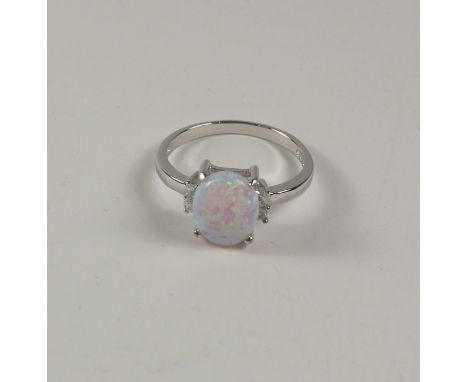 Opal dress ring stamped 925 Condition Report Click here for further images, condition, auction times & delivery costs