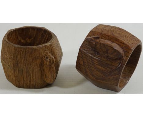 Two Mouseman napkin rings by Robert Thompson of Kilburn Condition Report Click here for further images, condition, auction ti