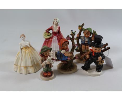 Four Goebel figures, Royal Doulton figure 'Janet' and a Coalport figure (6) Condition Report Click here for further images, c