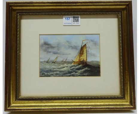 Dutch Shipping Scene, oil on board signed R Cavalla 9cm x 13cm Condition Report Click here for further images, condition, auc