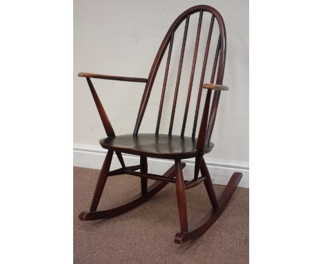 Ercol 'Windsor' beech and elm seat rocking chair Condition Report Click here for further images, condition, auction times & d