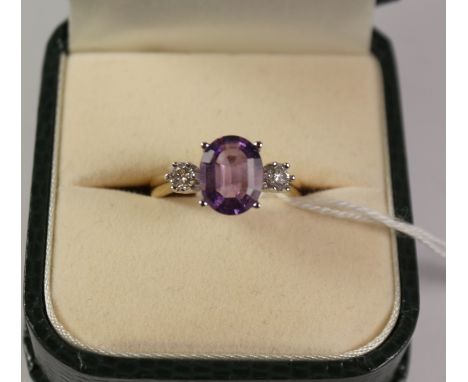 Amethyst and diamond ring hallmarked 9ct Condition Report Click here for further images, condition, auction times & delivery 