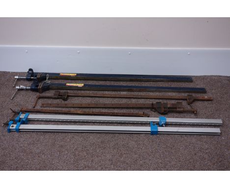 Two Record sash clamps, two 4' BlackSpur heavy duty sash clamps, and three other sash clamps Condition Report Click here for 