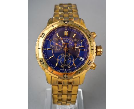 A Tissot 1853 gent's gold plated chronograph G10 Water resistant 200m wrist watch, T067417A, 11JA0375319, with manual