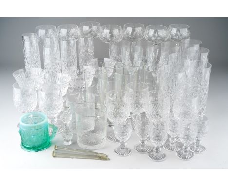 A collection of cut glass to include: red wine, hock, white wine, champagne flutes, various tumblers, some marked (2 boxes)