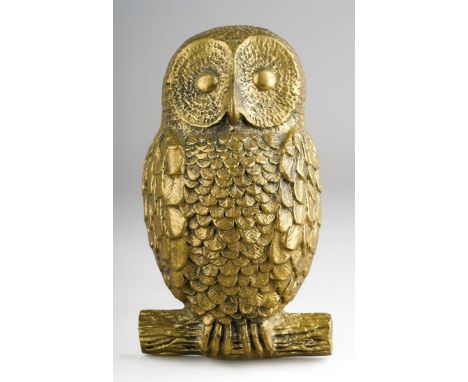 A novelty cast brass Owl Door Knocker., 14cm long overall