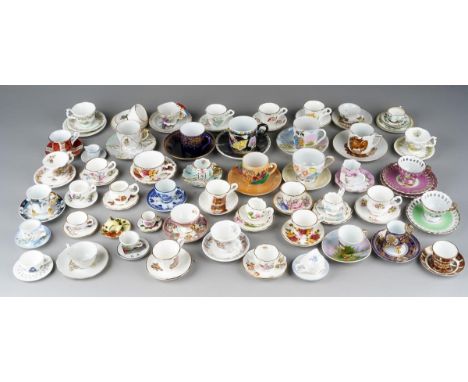 An extensive collection 20th Century English and Continental small, miniature or Doll`s house coffee or tea cups and saucers,