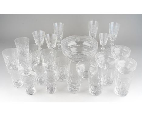 Assorted cut glass to include: Edinburgh four Whisky tumblers; Star of Edinburgh champagne flutes, 4 x Stuart Crystal tumbler
