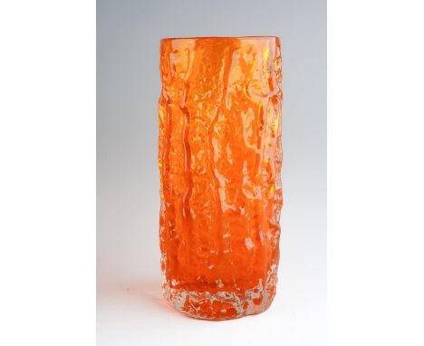 A Whitefriars Tangerine large Bark Vase, pattern no 9691 designed by Geoffrey Baxter, approx 23.5cm high