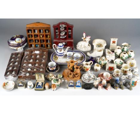 Assorted dolls house or miniature tea ware to include Coalport red Willow trio., Continental ceramics, English Souvenir Goss 