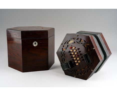 Good antique Irish Concertina my Joseph Scates in original wooden caseIvory Submission Reference: YPVENYAS