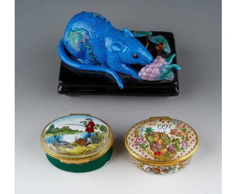 Halcyon Days: a limited edition enamel paperweight 63/250 modelled as a Rat eating a berry inspired by a Kangxi period (1662-
