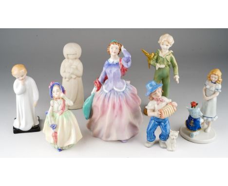 A collection of ceramic figures to include:1. Royal Copenhagen, Snowwhite Rosered, a Steiff collaboration, stamped to undersi