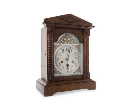 LATE 19TH CENTURY MANTEL CLOCKthe movement by CB numbered 6169, the silvered dial with Arabic numerals, gilt metal scrolling 