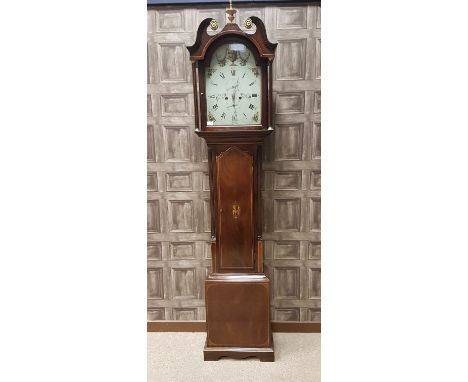 EARLY 19TH CENTURY SCOTTISH LONGCASE CLOCKby James Gow of Midcalder, the hood with swan neck pediment, rosettes and campana u