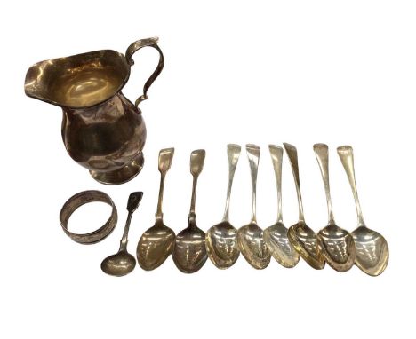 Set of six George IV silver Old English pattern teaspoons by William Bateman (London 1823), two other silver teaspoons, silve