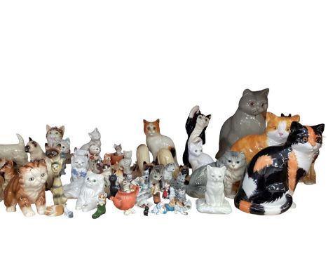 Collection of cat ornaments, various manufacturers including Sylvac and Coopercraft - 1 shelf