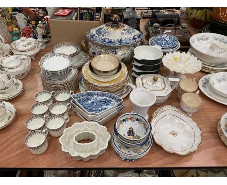 19th century Graingers Worcester teaset, Royal Worcester comport, Shelley Jelly mould, Quimper and other ceramics.
