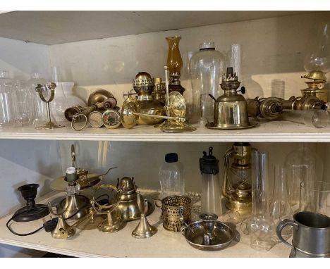 Collection of oil lamps, light fittings and sundries