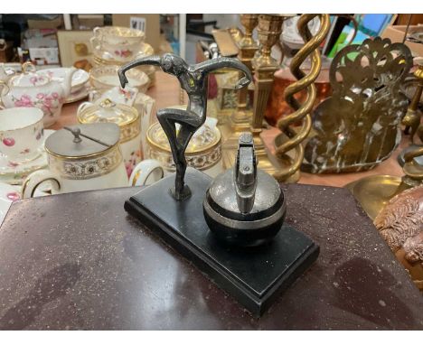 Art Deco figural chromium plated table lighter