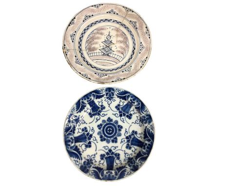 Two 18th century Delftware dishes