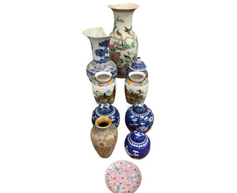 Group of 18th century and later Chinese and Japanese porcelain and enamel wareThe two large vases are extensively damaged. Th