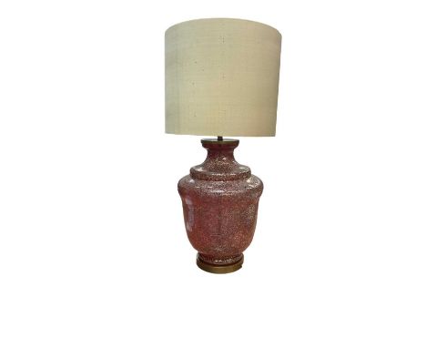 Good quality mottled irridescent glass table lamp with shade