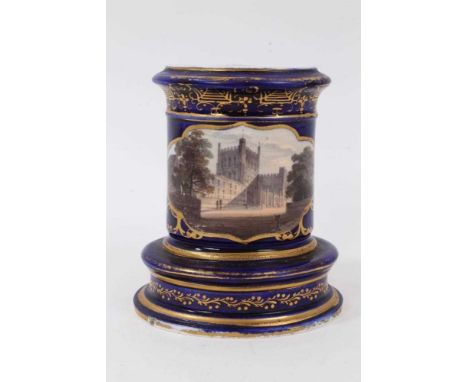 A Spode spill vase, circa 1815, painted with a view of Bristol Cathedral, 10.5cm highSome gilt and enamel wear. Small chip to