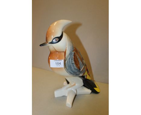 A GOEBEL WAXWING BIRD FIGURE BY 'SELIM' - MODEL 38 938 25, contemporary Art Deco styling, with painted signature, impressed a