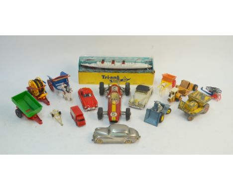 A Schuco 1017 Lotus Formel 1 racing car, a boxed Triang Minic Ship model RMS Queen Mary, a Prameta Kolner Automelle Mercedez-
