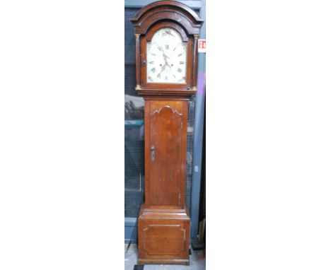 Robert Moxham, Coleford (Gloucestershire), a George III oak longcase clock, the 8-day movement with painted arched dial havin