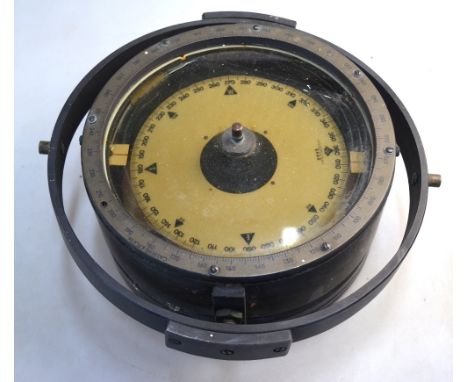 A Cassens & Plath ship's compass on gimbals, to be viewed from above and below, with calibrated brass bezel, 22 cm