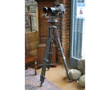 A pair of WW2 German Kreigsmarine Flak/Artillery binoculars on tripod, D. F. 10 x 80 dkl no. 21983 by Emil Busch, with rubber