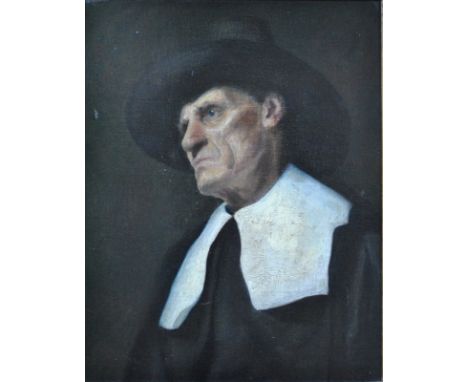 Flemish school - Portrait of a man with white collar, oil on board, 54.5 x 42 cm Condition Report Good condition