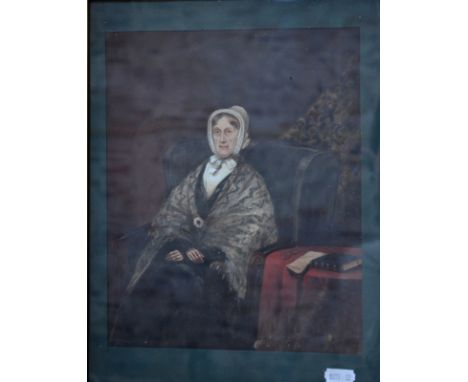 W Greenless - Lady seated beside a table, oil on card, signed and dated 1852 lower right, 26 x 21 cm Condition Report Good co